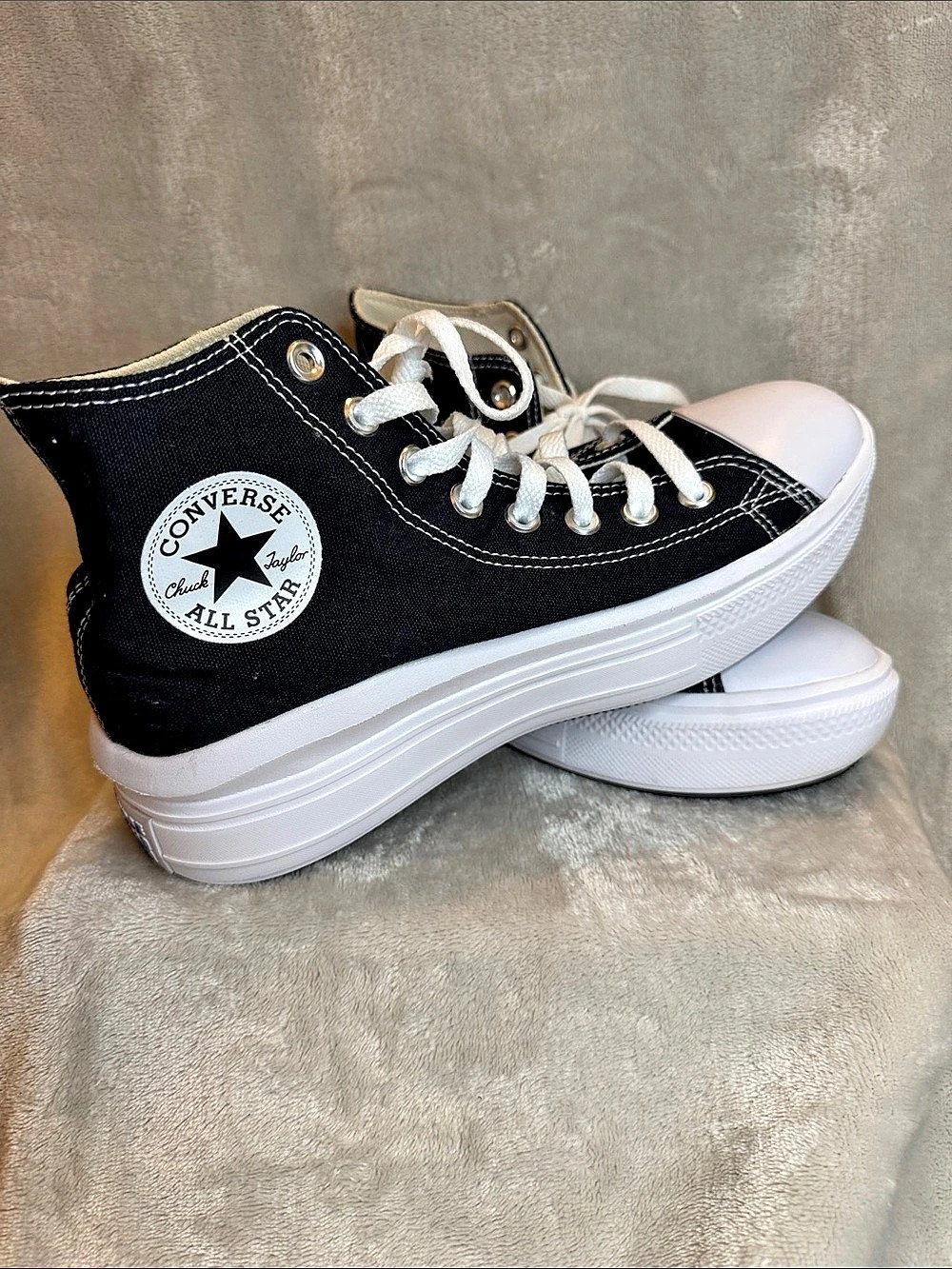 Converse Chuck Taylor All Star Move High Top Platform Sneakers Black & White US